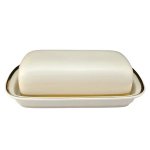 Lenox China ETERNAL Bakeware 1/4# Covered Butter Ivory Gold Freezer Oven Table - Picture 1 of 4