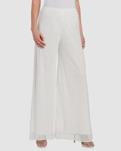 Msk Women Ivory Mesh Wide-Leg Pants Petite Size PXL - Picture 1 of 2