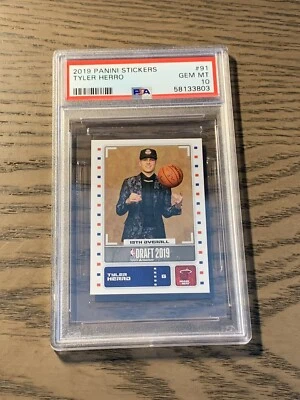 2019 Panini Stickers #91 Tyler Herro PSA 10 Miami Heat Comeback Player Of Year - Image 1 of 2