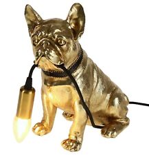 Tisch Lampe Hund Bulldogge gold Steh Leuchte Deko Tier schwarz 29cm Metall Neu