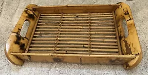 Tortoise Shell Bamboo Serving Tray Rattan Tropical Tiki Boho Handles Vintage - Picture 1 of 20