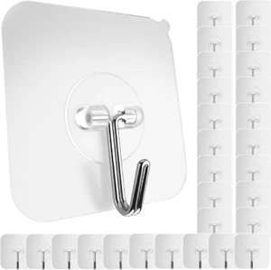 Adhesive Wall Hooks for Hanging Heavy Duty 22 Lbs Hooks for Walls No Damage, Tow - Picture 1 of 12