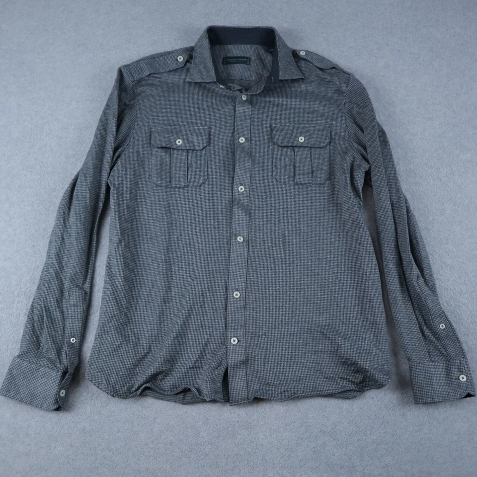Kent & Curwen Shirt Mens XL Flap Pocket Button Up Gray Houndstooth Long Sleeve - Image 1 of 4