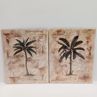 Juego de 2 impresiones de arte de pared tropical palmeras vintage sin marco Justin Cooper 2000 Foto 1 de 4