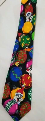 Corbata de Navidad Looney Tunes 100 % seda Bugs Bunny, Tweetie, Silvestre, Lucas, Taz Foto 1 de 4
