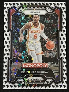 2023-24 Prizm Monopoly Dejounte Murray Monopoly Man Black & White Atlanta Hawks - Picture 1 of 3