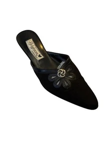 Brighton Women's Zurich Made in Italy Black Kitten Heel Mules Size 6 - Picture 1 of 10
