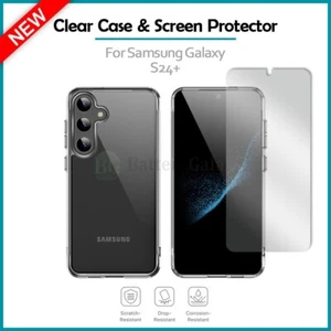 Slim Shockproof Phone Case CLEAR+Screen Protector for Samsung Galaxy S24+ Plus - Picture 1 of 7