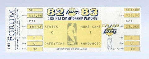 VINTAGE 1983 KAREEM 30 points SPURS @ LAKERS FULL PLAYOFF TICKET - Game 1 C-1 Cover