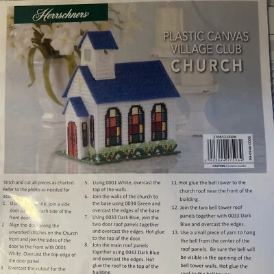 Herrschners Plastic Canvas Village Club Church New Sealed Rare - Image 1 of 3