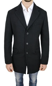 Cappotto giaccone uomo Sartoriale monopetto nero trench slim fit elegante - Foto 1 di 4