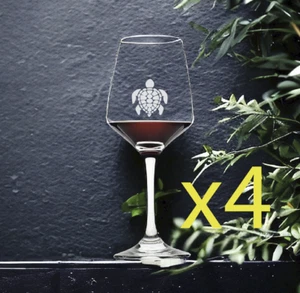 Sea Turtle Wine Glasses x4 Premium 12 Oz Personalize Beach Ocean Animal NEW - Picture 1 of 6