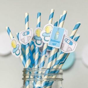 Boy Baby Shower Paper Straws - 12 Pack