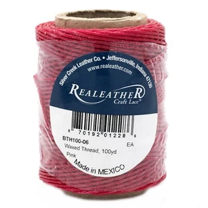 Waxed Thread Pink Realeather BTH100-06 100 Yards 50g - Picture 1 of 1