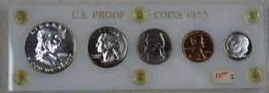 1955 US Mint Proof Set 90% Silver Capital Plastic Holder 5 Coins - Picture 1 of 4