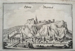 Essing Burg Randeck Altmühltal  Bayern Merian Kupferstich der Erstausgabe 1644 - Picture 1 of 1