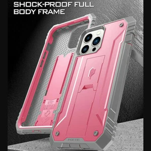Poetic For iPhone 13 Pro Case Built-in-Screen Kickstand Shockproof Cover Pink - Picture 1 of 7