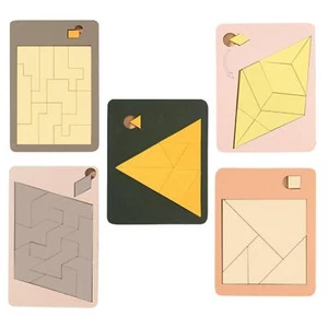 5 Pieces Wooden Tangrams Set Kids Children Gifts Classic Geometric Brain Teaser - Picture 1 of 6