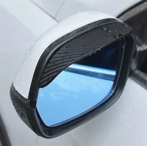 2x Carbon Fiber Black Car Rearview Mirror Rain Visor Guard Waterproof - Picture 1 of 8