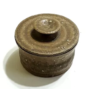Tarro cubierto de cerámica de estudio caja de baratijas esmaltado rústico granja campo vintage - Imagen 1 de 6