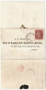 1858 TEIL LONDON LEBEN INS BRIEF MANCHESTER DUPLEX & KLEINER ARDWICK S/ARC UDC - Bild 1 von 2