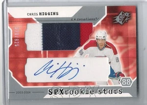 03-04 2003-04 SPX CHRIS HIGGINS ROOKIE AUTO JERSEY 3 COLOR /925 #213 CANADIENS - Picture 1 of 1