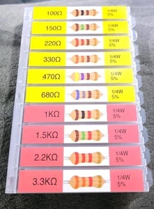 New Over 120 Various RESISTORS 1/4w 5%  100Ω To 3.3KΩ Resistor Kit - Picture 1 of 2