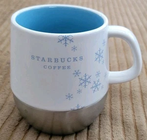 Taza de café Starbucks Holiday 2007 copo de nieve metal plateado cerámica 14 oz. Ver** - Imagen 1 de 7