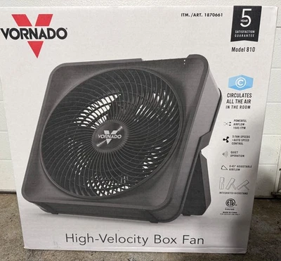 New Vornado 810 High-Velocity Box Fan – 5 Speeds, Digital Display, 12-Hr Timer - Image 1 of 2