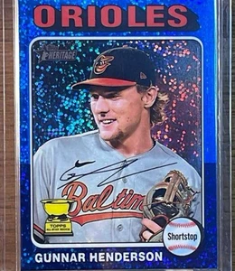2024 Topps Heritage - Gunnar Henderson #24 Chrome Blue Sparkle Refractor - Picture 1 of 1