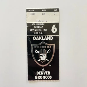 Denver Broncos at Oakland Raiders 11-4-1996 John Elway 2TDs Comeback Ticket Stub - Bild 1 von 7