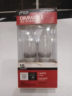 TCP E15 Flame Tip Dimmable LED Technology 3 Watts Candelabra Base #RLDCF3W30Kf2 - Image 1 of 2