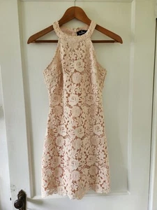 Lulus Dress Pink XS Halter Neck Lace Above Knee Stretch Cocktail Party - Picture 1 of 3