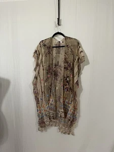 ORIGAMI Strickjacke SPITZE VINTAGE WESTERN DUSTER Bohemian SM-4XL KIMONO beige - Bild 1 von 6
