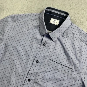 7 Diamonds Men's Size Medium Blue Geometric 4-Way Stretch Performance S/S Shirt - Picture 1 of 8