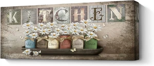 Letrero de cocina rústico arte en lienzo decoración de pared pintura vintage fra - Imagen 1 de 12