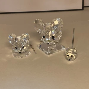 Swarovski Mouse Figurine Lot of 3, Small Medium & Larg, No Box, Signed - Picture 1 of 13