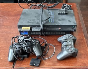 Sony PlayStation 2 Console Black with Controllers, Network Adapter, Memory Card 