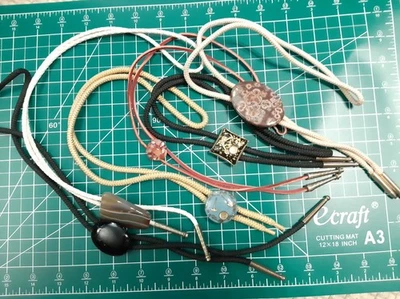 6 Corbatas Bolero Vintage Jaspe, Ónix, Ágata, Piedra, Oro Polvo Cabujón Foto 1 de 4