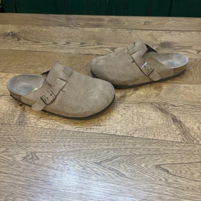 Birkenstock 女式 Betula Boston Clog 棕褐色麂皮绒懒人鞋骡子尺寸 39 8W/6M — 第 1/4 张图片