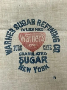 Vintage Warner Sugar Refining Company Pure Cane Cloth Bag Sack New York - Picture 1 of 6