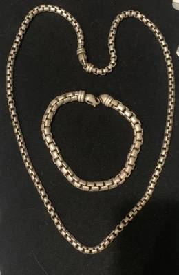 Juego de collar y pulsera de cadena David Yurman plata 925 con broche de langosta demi-pa Foto 1 de 4