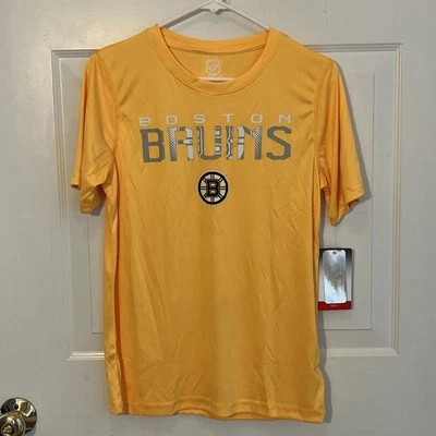 Boston Bruins NHL Youth Short Sleeve Yellow Tech T-Shirt size L 14/16 - Image 1 of 4