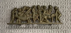ANTIQUE! Brass Erotic Figure Hand Carved Plaque Indian Ellora Cave Art - Picture 1 of 3