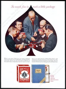 1957 poker game photo Bicycle playing cards vintage print ad - Picture 1 of 7