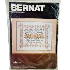 Kit punto croce vintage Bernat United in Love contato HO4176 1987 nuovo con scatola - Foto 1 di 4