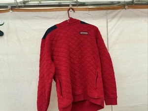 Vineyard Vines Sweatshirt Medium Red Quilted Shep Hooded Pullover Hoodie - Picture 1 of 13