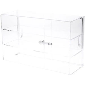 Plymor Acrylic Locking Case w/ Sliding Back, 2 Shelves, 13" H x 21" W x 7.5" D - Picture 1 of 1