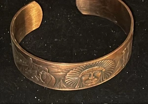 Vintage Navajo Indianer Massiv Kupfer Südwesten Vogel Indische Geschichte Manschette Armband 7" - Bild 1 von 8