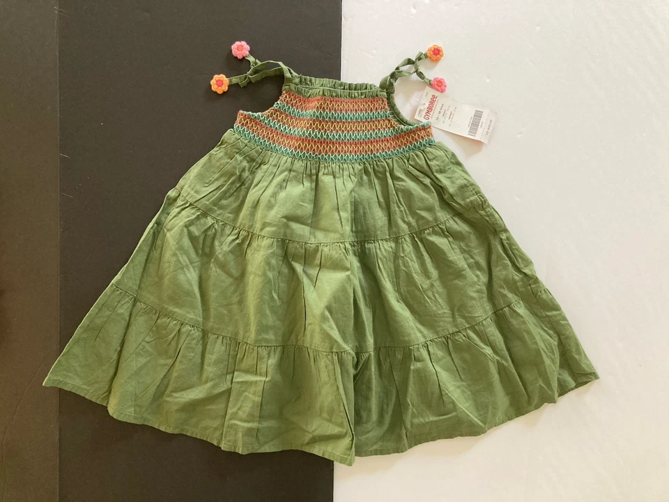 Nuevo con etiquetas Vestido Gymboree Tropical Garden 12-18 Meses Verde Oliva Calado Foto 1 de 1